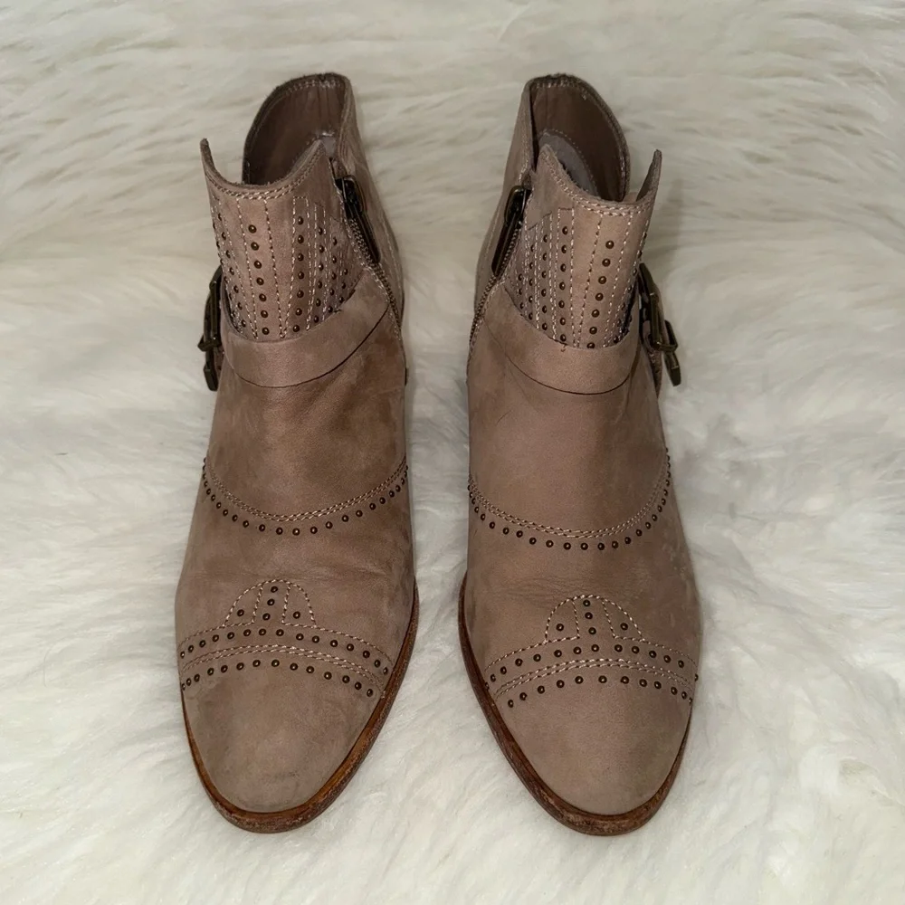 Vince Camuto Beaded Tan Ankle Booties